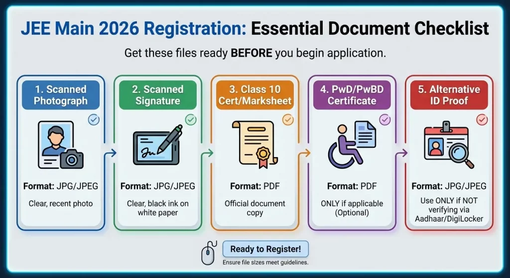 Documents Required for JEE Main 2026 Registration (Session 2) Documents Required for JEE Main 2026 Registration (Session 2)
